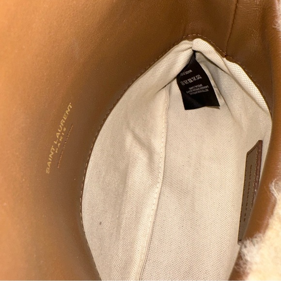 New Saint Laurent small Lou puffer genuine shearling clutch - Picture 6 of 11